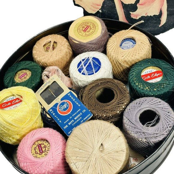 Vintage CANCO Helen Harrison Chicago Black Tin Irises Darling Cotton Leftovers - Picture 5 of 16